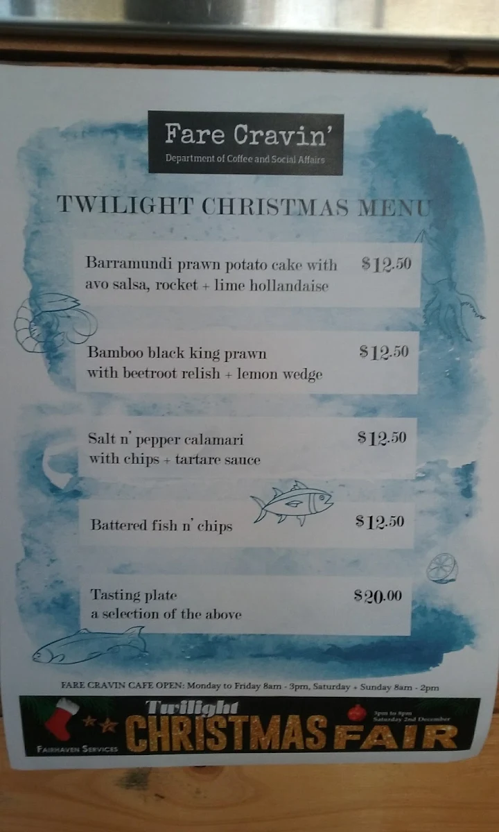 Menu, Fare Cravin' cafe