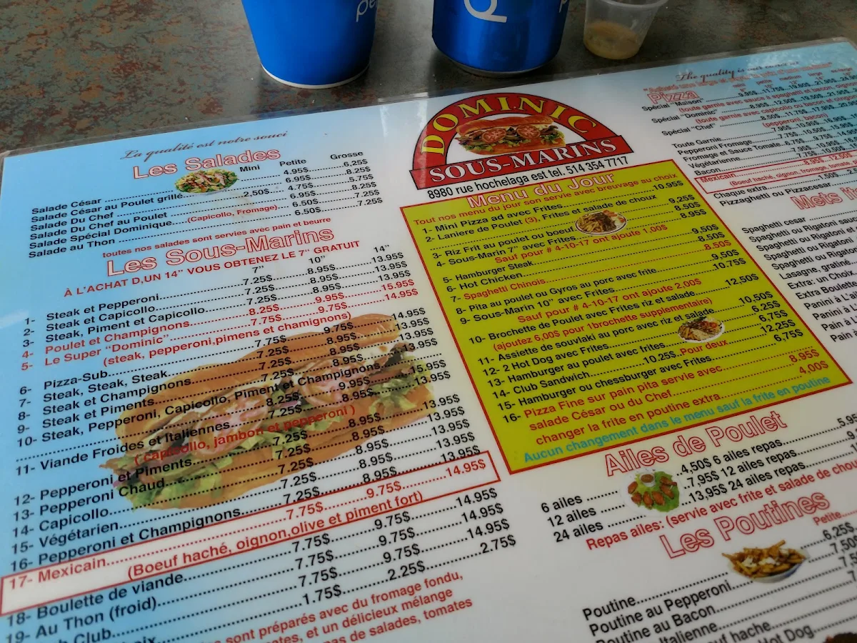 Menu, Dominic Sous-Marins Hochelaga