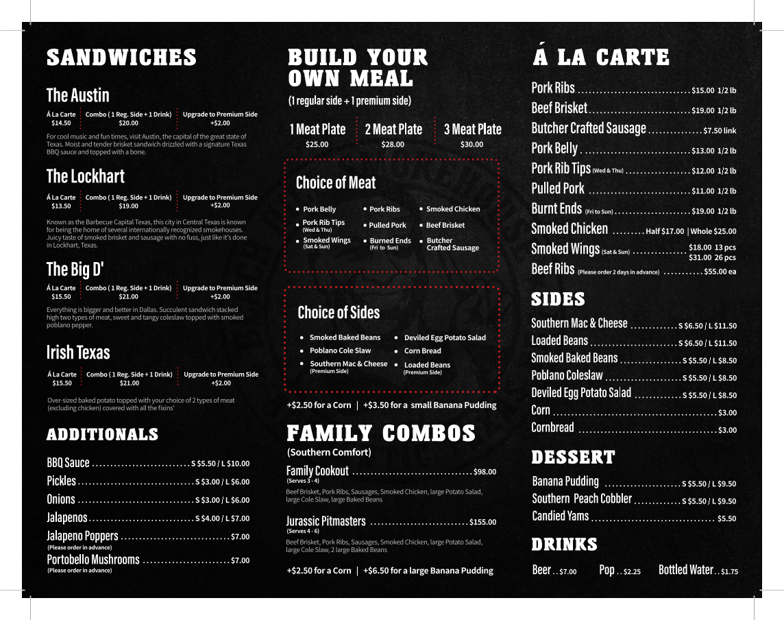 Menu, Beach Hill Smokehouse Downtown