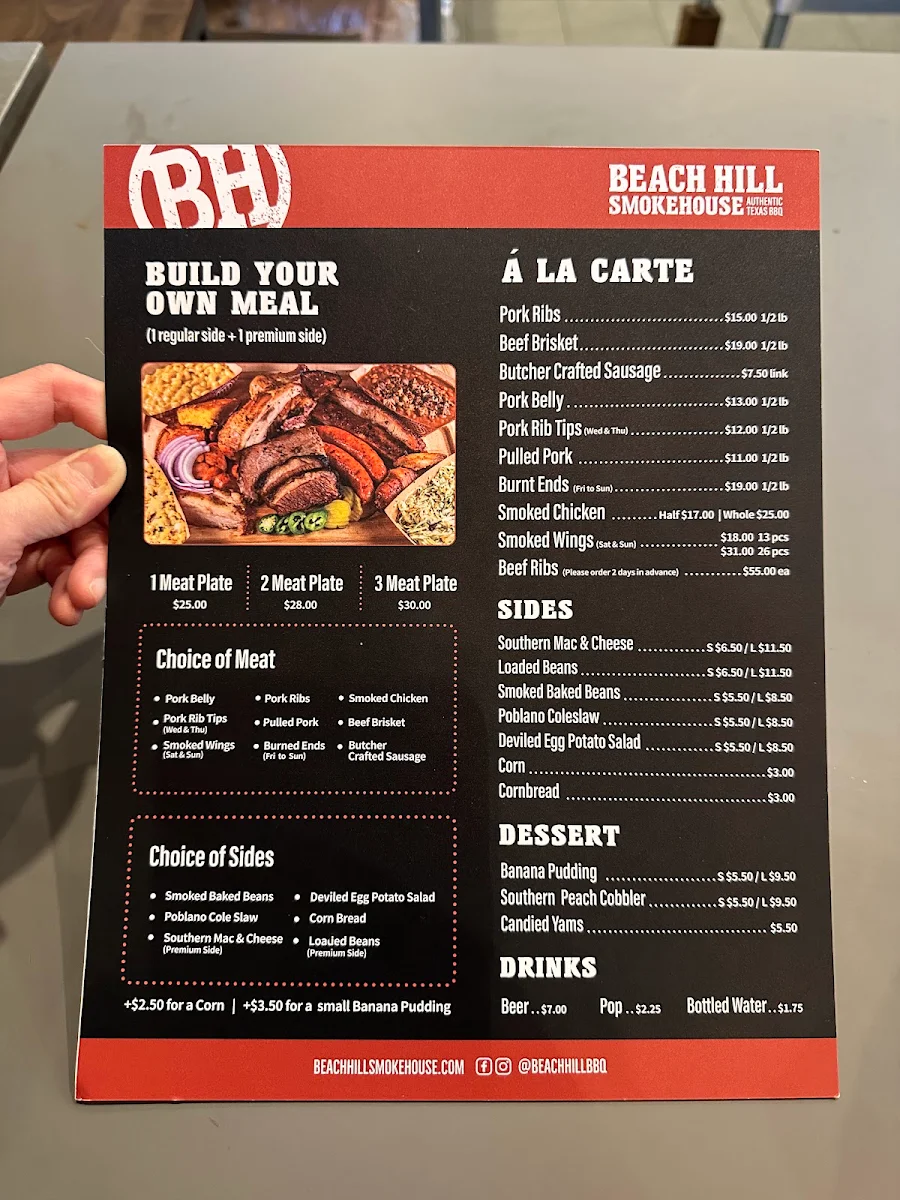 Menu, Beach Hill Smokehouse Downtown