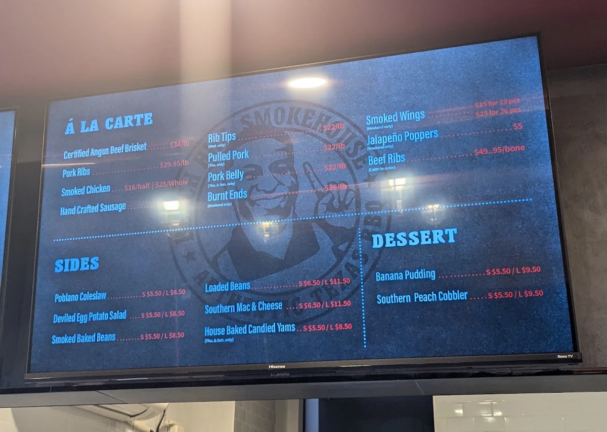 Menu, Beach Hill Smokehouse Downtown