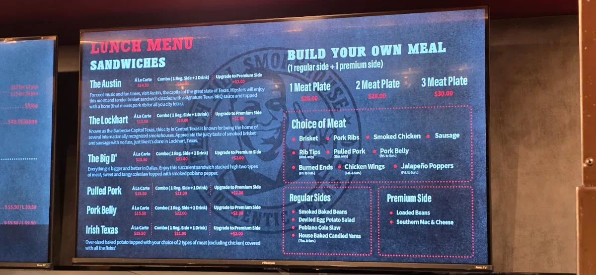 Menu, Beach Hill Smokehouse Downtown