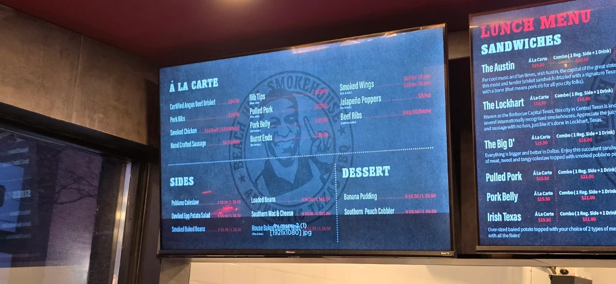 Menu, Beach Hill Smokehouse Downtown