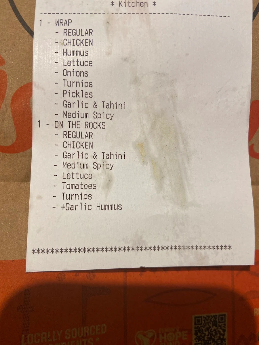 Menu, Osmow's Shawarma