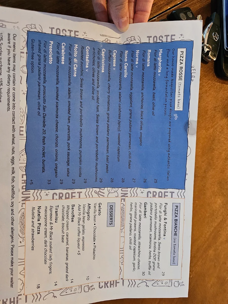 Menu, Lagune Artisan