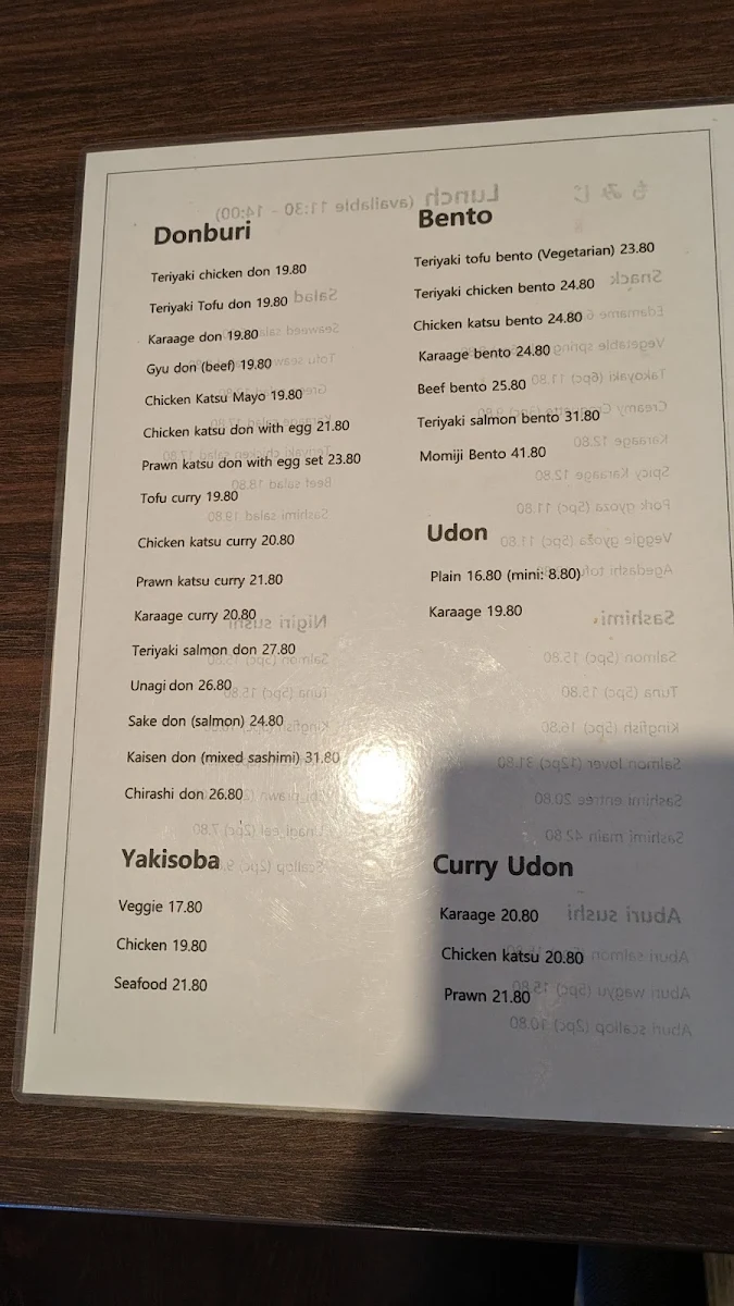 Menu, Momiji