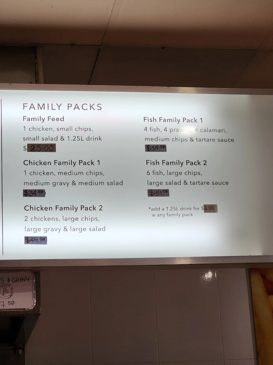 Menu, Mr chicken Parafield gardens