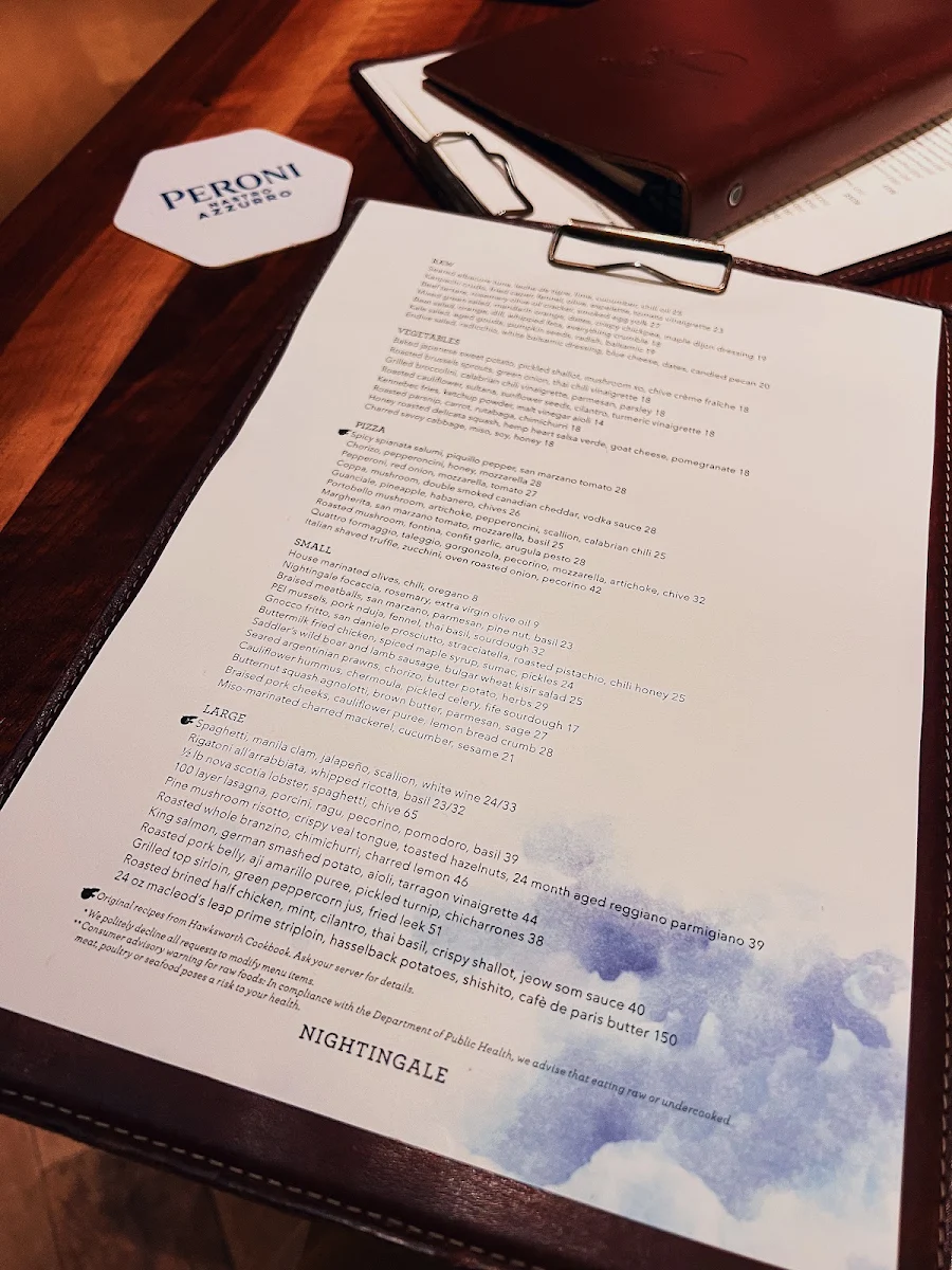Menu, Nightingale