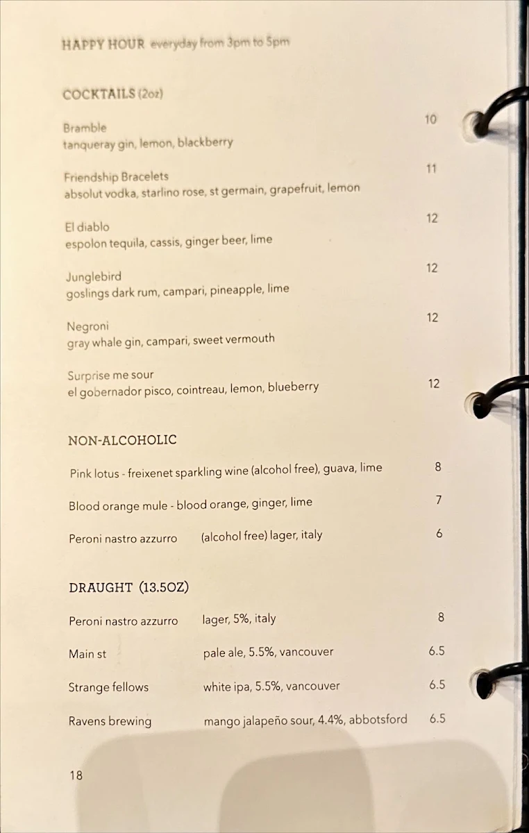 Menu, Nightingale