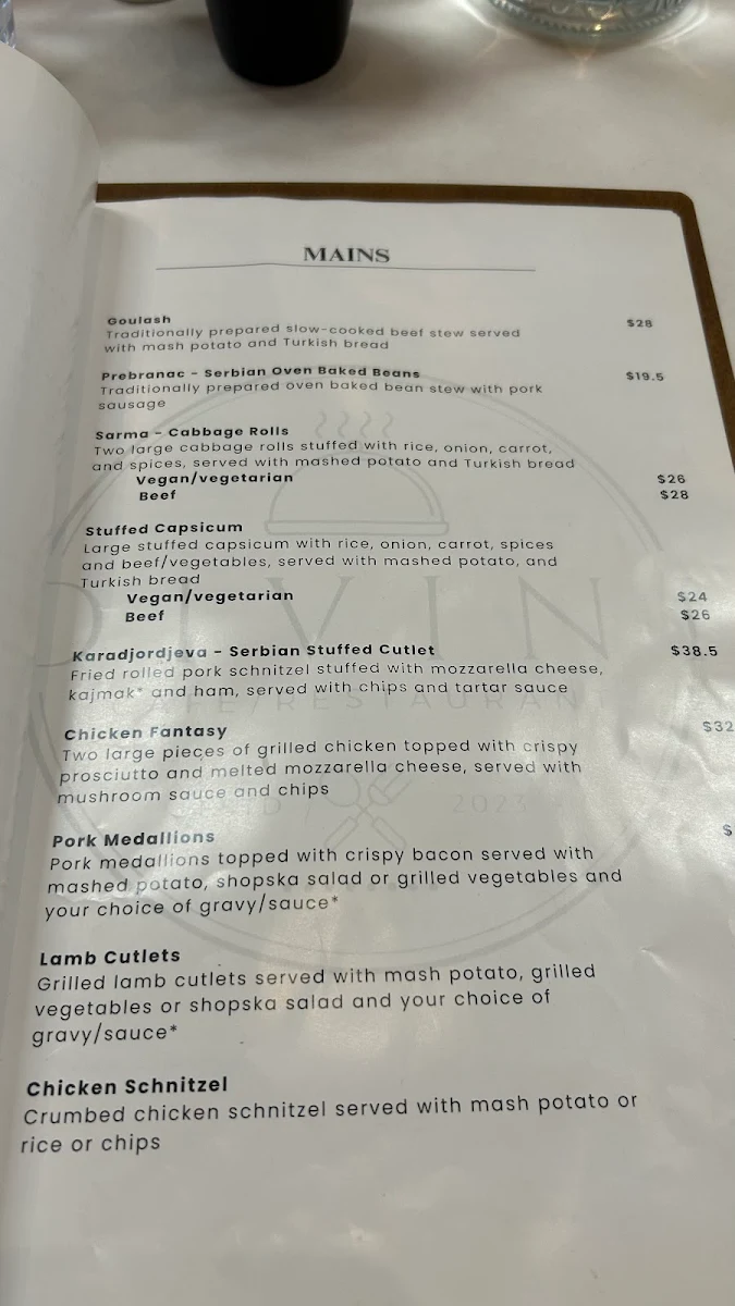 Menu, Divini Restaurant & Cafe