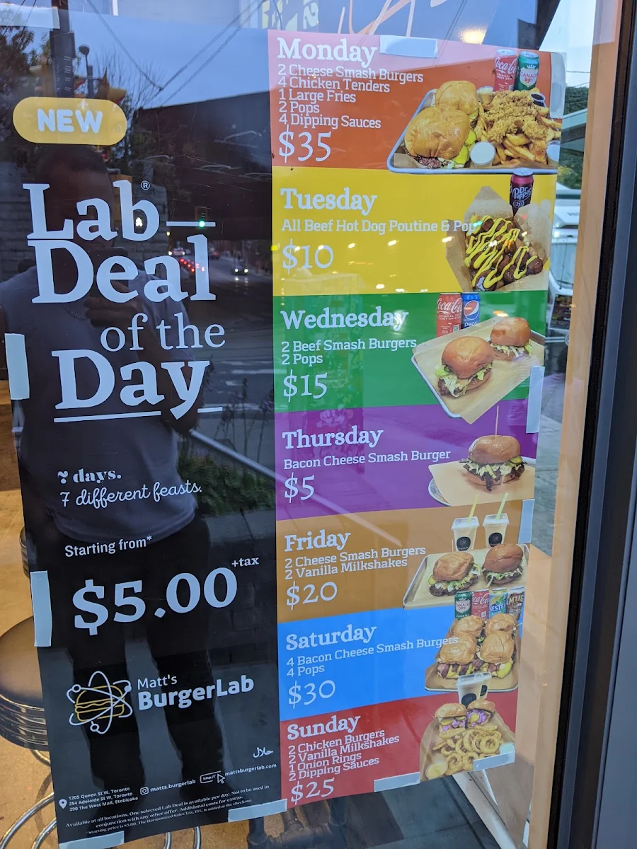 Menu, Matt’s Burger Lab Queen St W