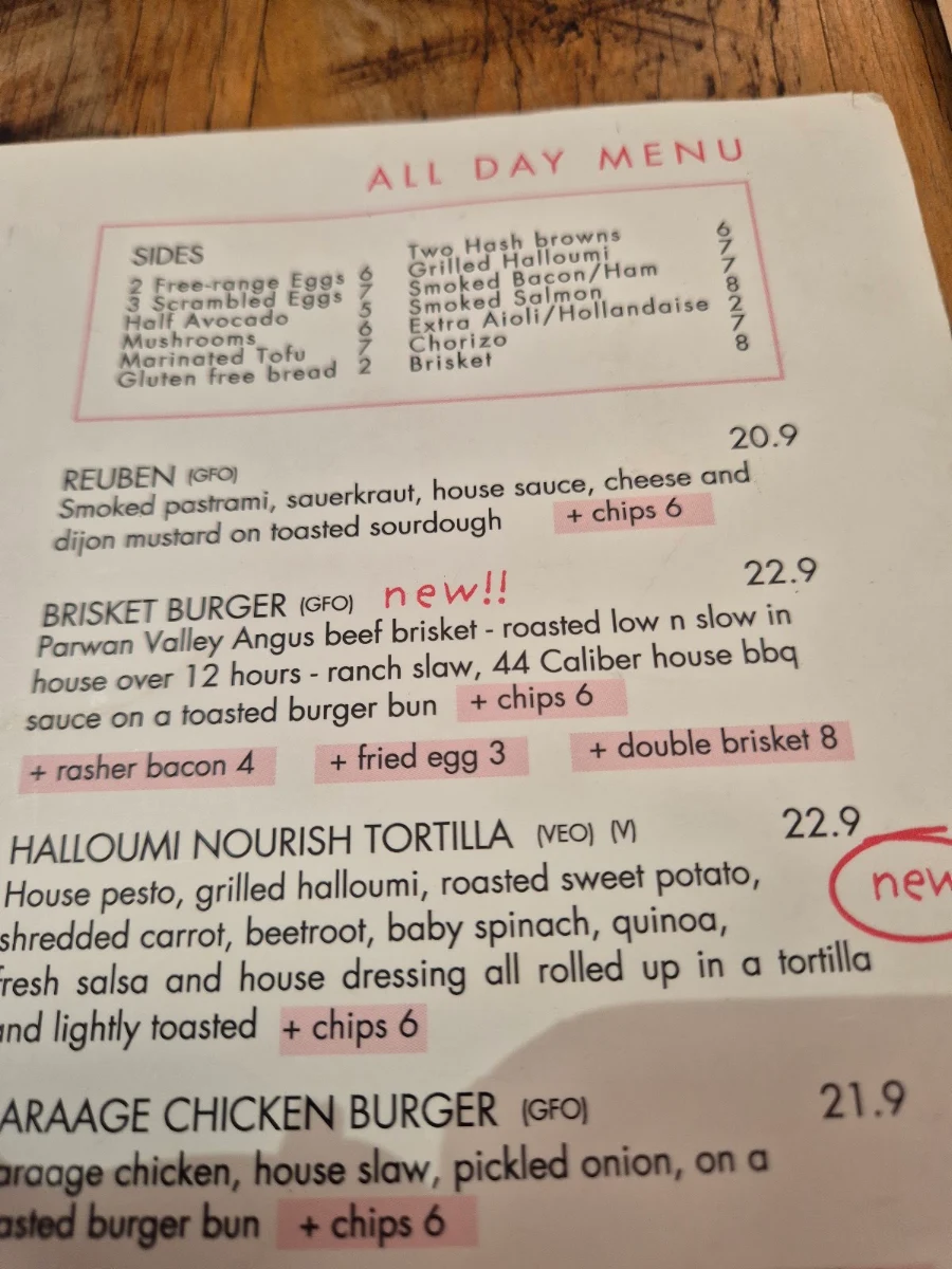 Menu, Gun Cotton Coffee Roasters