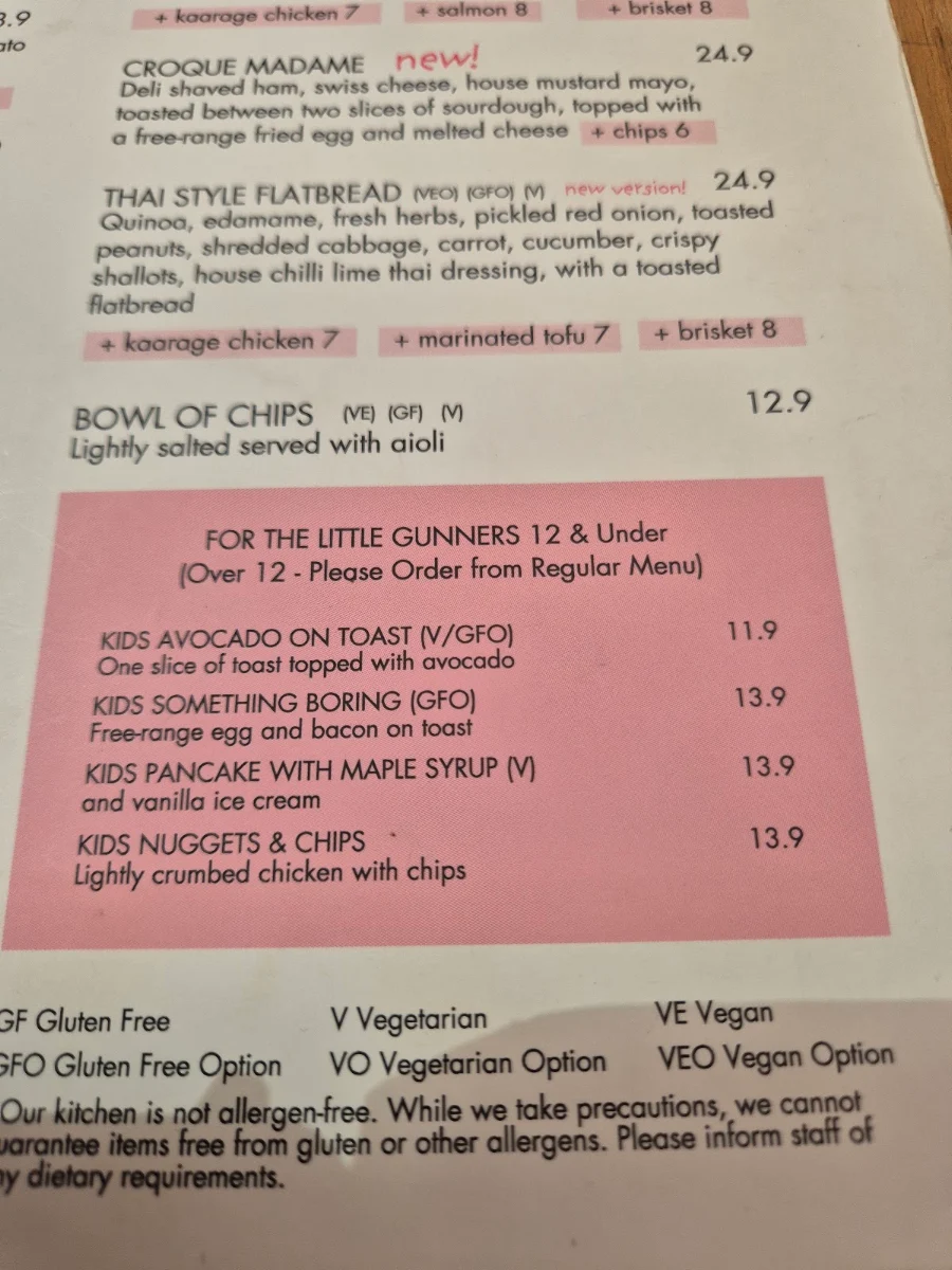 Menu, Gun Cotton Coffee Roasters