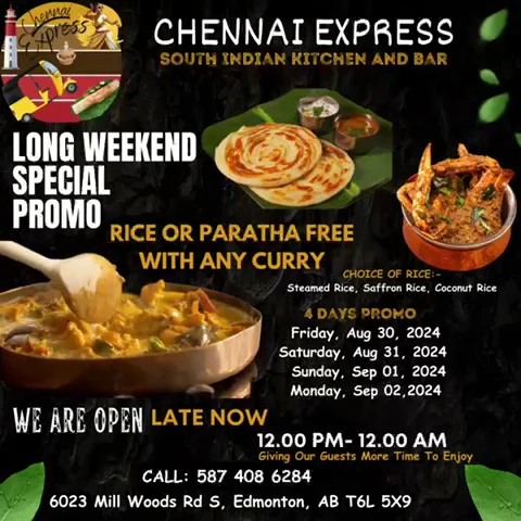 Menu, Chennai Express South Indian Kitchen & Bar