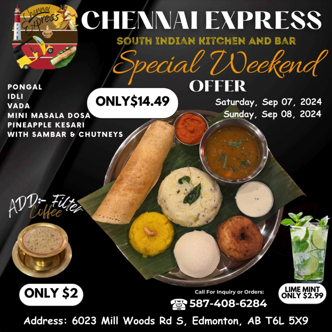 Menu, Chennai Express South Indian Kitchen & Bar