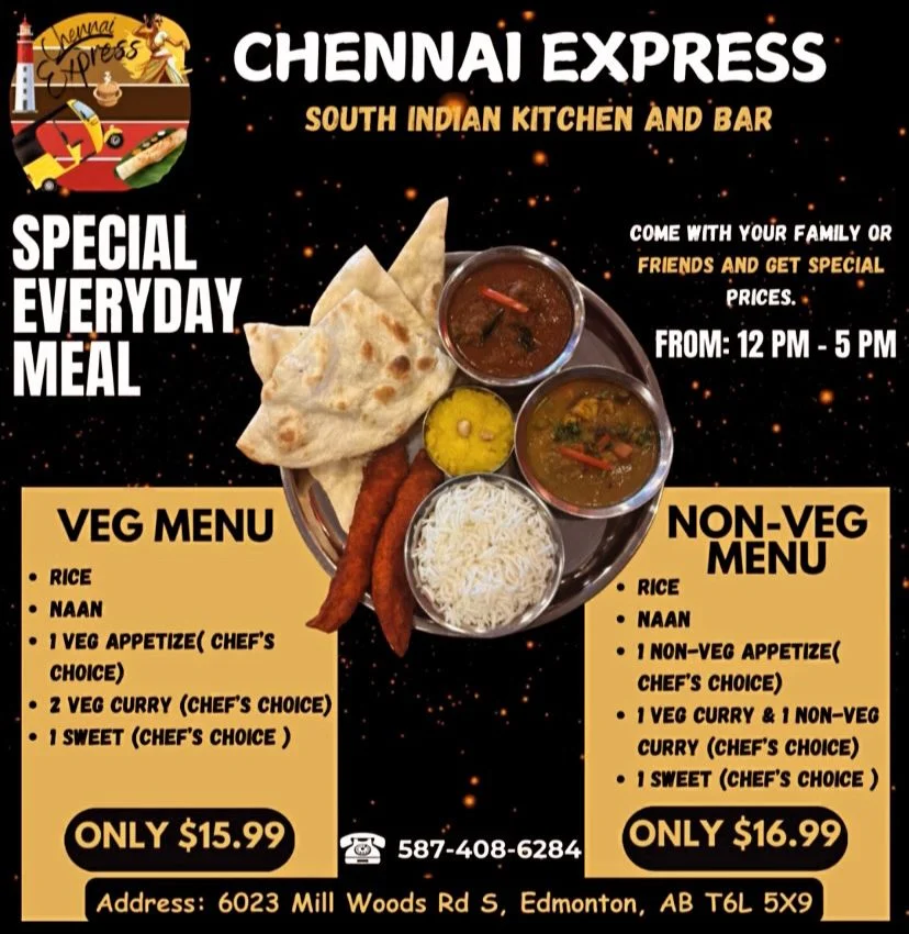 Menu, Chennai Express South Indian Kitchen & Bar