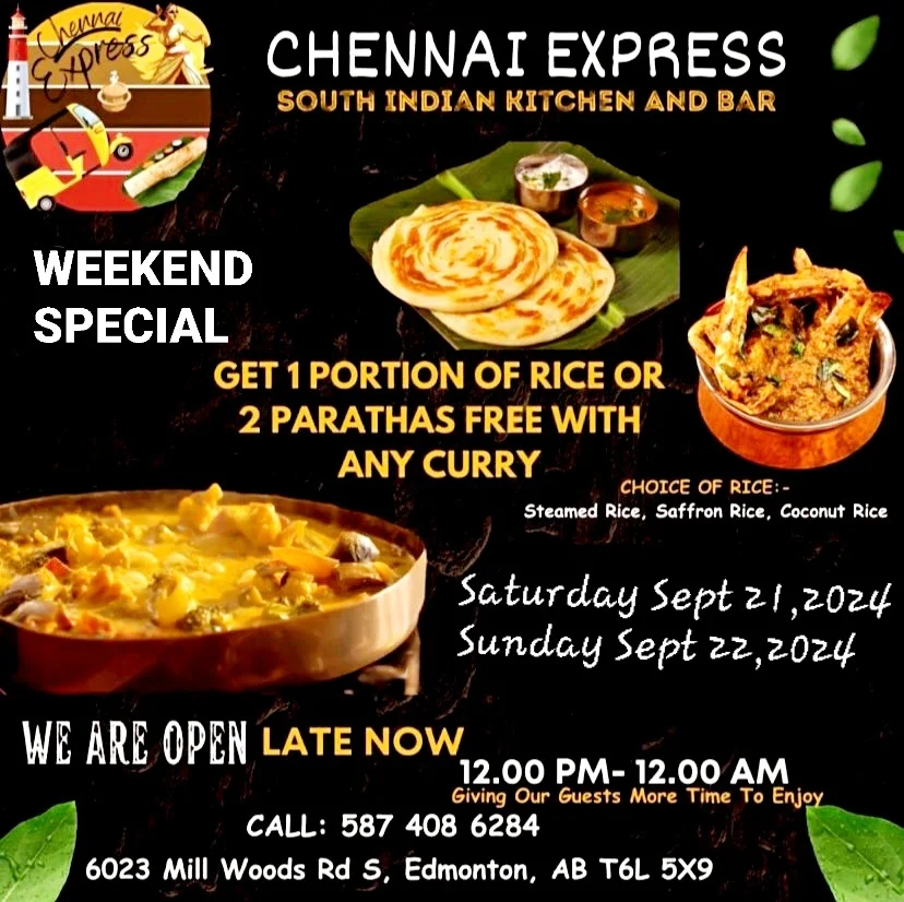 Menu, Chennai Express South Indian Kitchen & Bar