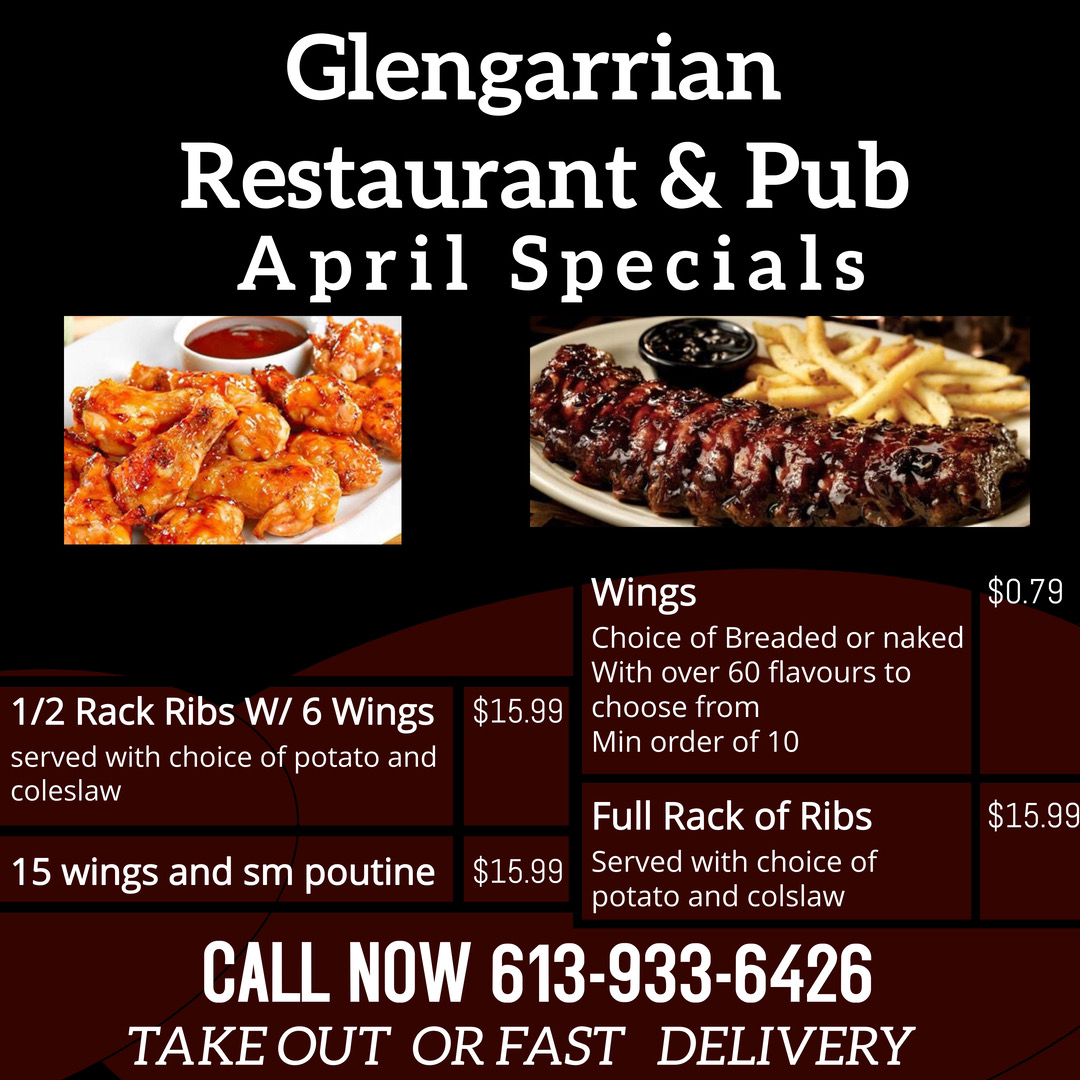 Menu, Glengarrian Pub & Restaurant