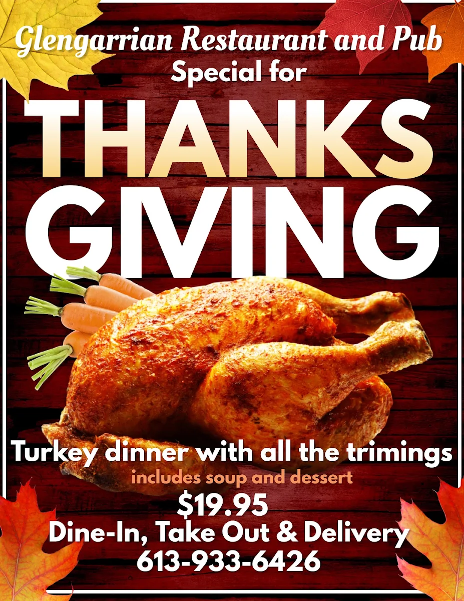Menu, Glengarrian Pub & Restaurant