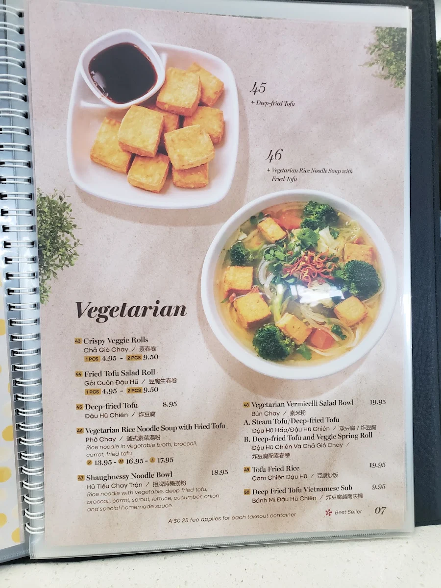 Menu, Un Pho Get a Bowl
