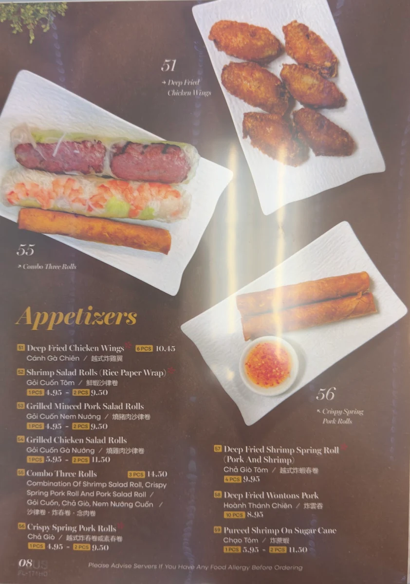 Menu, Un Pho Get a Bowl