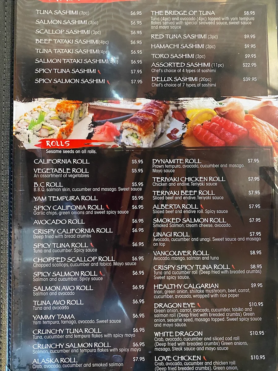 Menu, Kiro Sushi