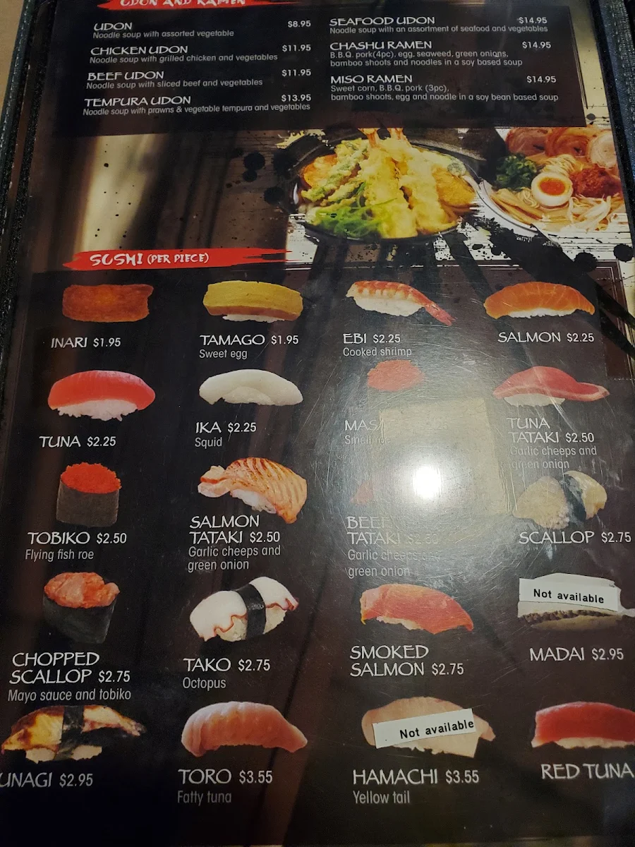 Menu, Kiro Sushi