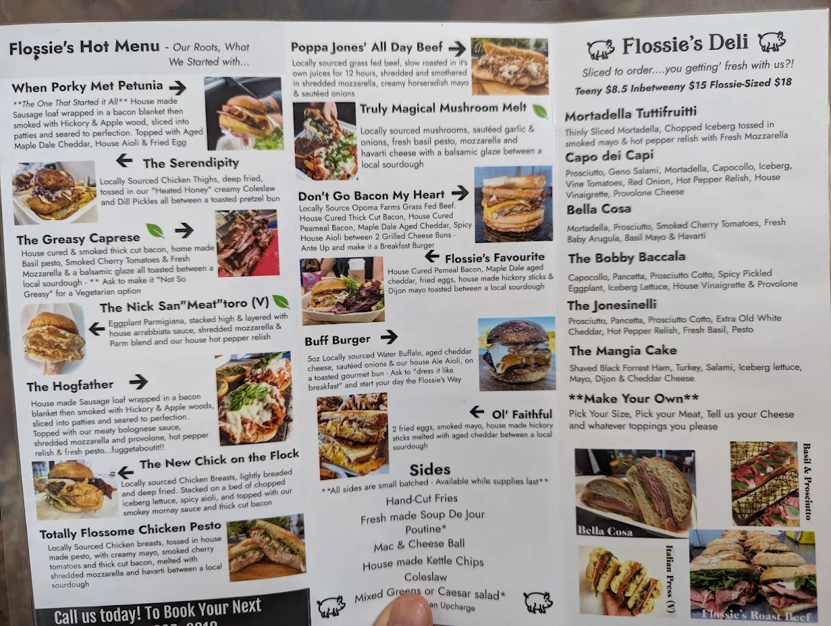 Menu, Flossie's Sandwich Parlor - Belleville