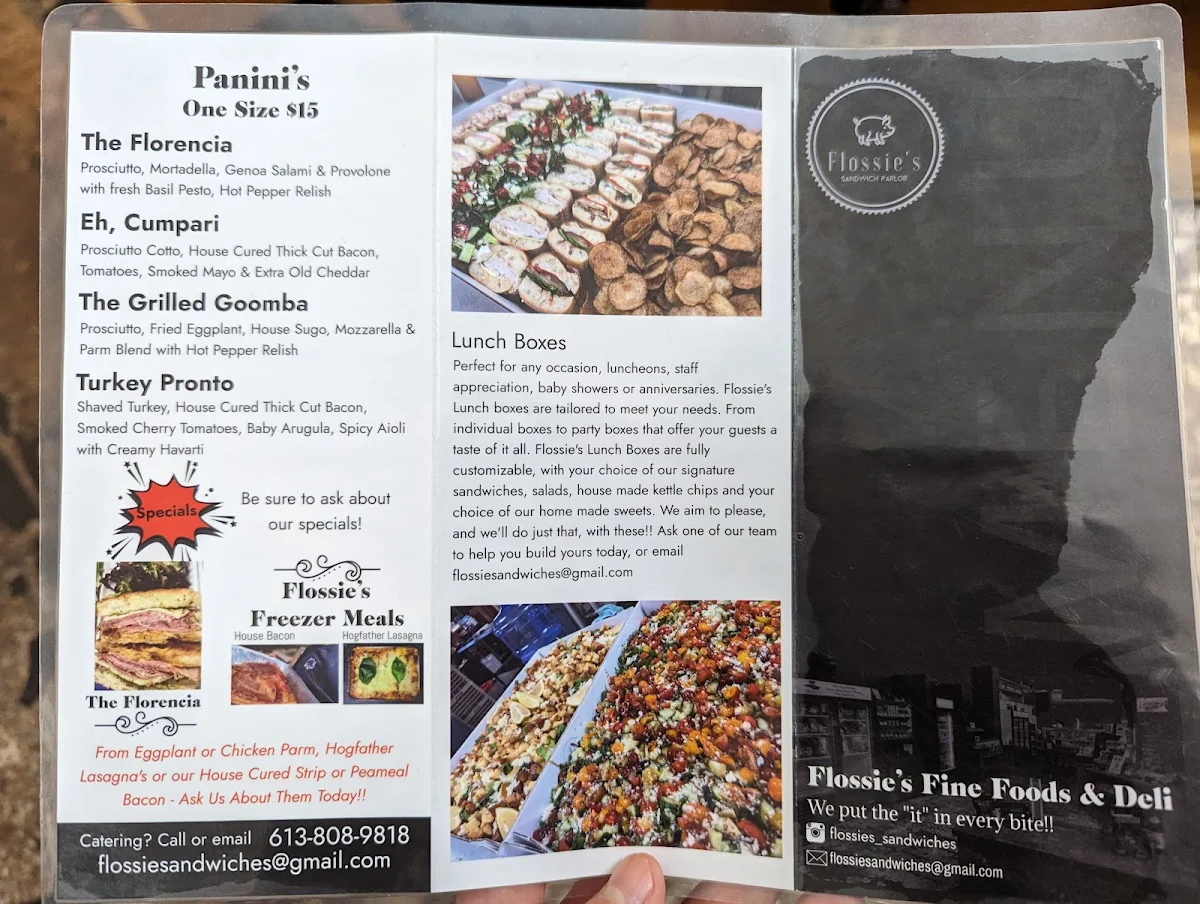 Menu, Flossie's Sandwich Parlor - Belleville