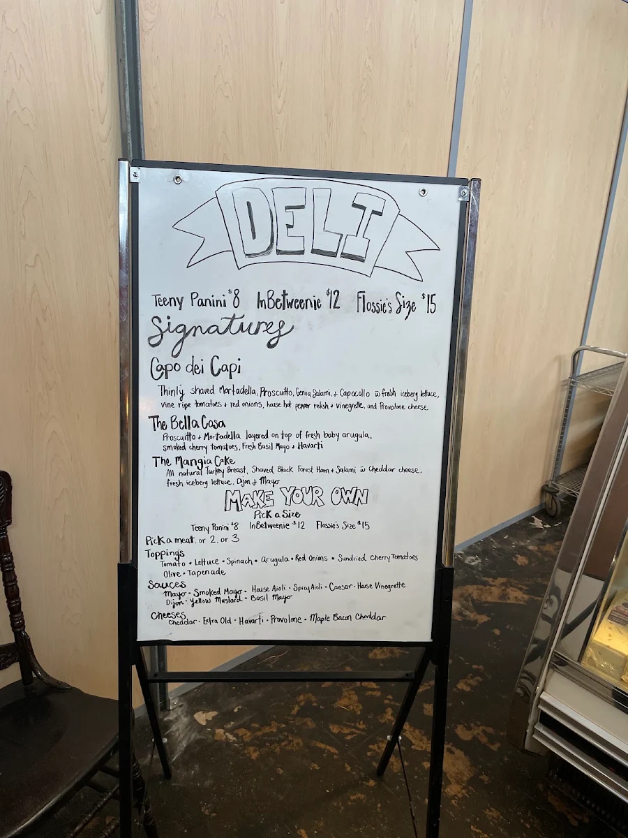Menu, Flossie's Sandwich Parlor - Belleville