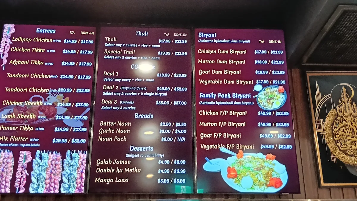 Menu, Paradise Tarneit