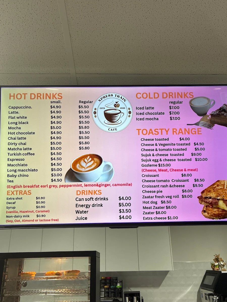 Menu, Xpress train cafe