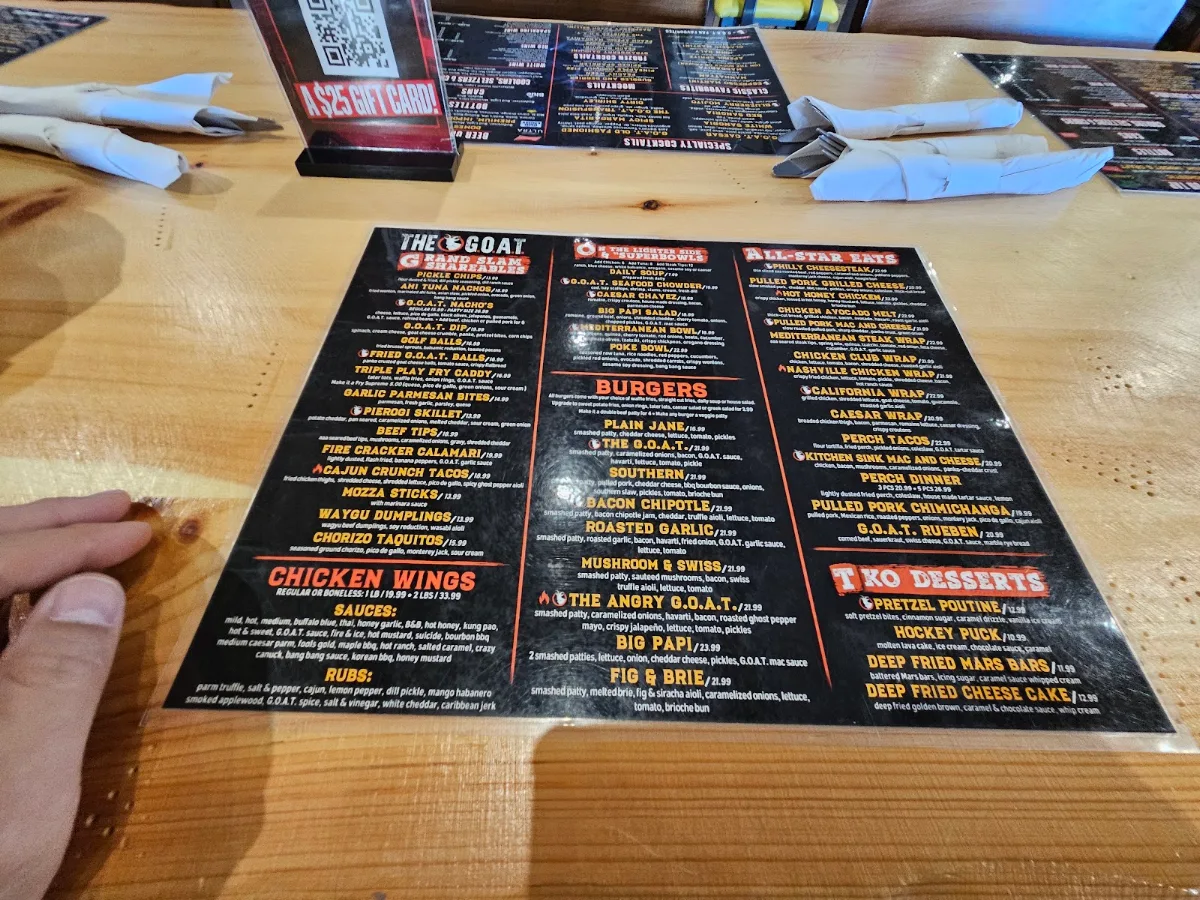 Menu, The GOAT Tap & Eatery Walkerville