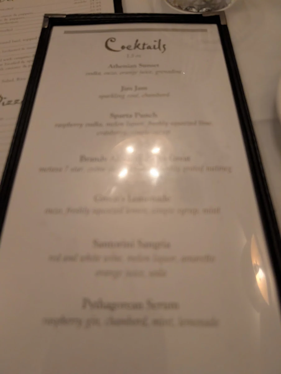 Menu, Grecos