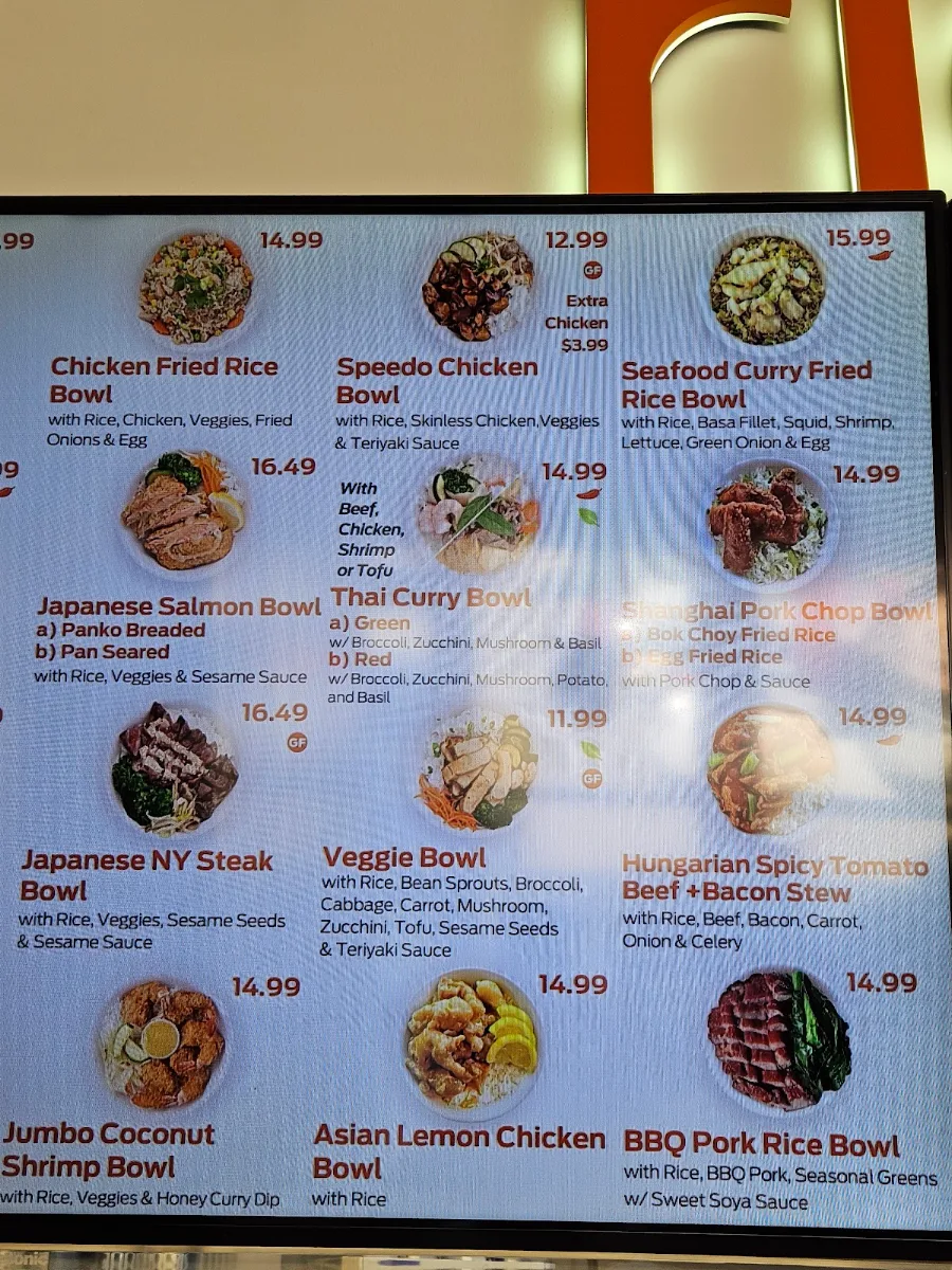 Menu, Rice Bowl Deluxe (Whyte Ave)