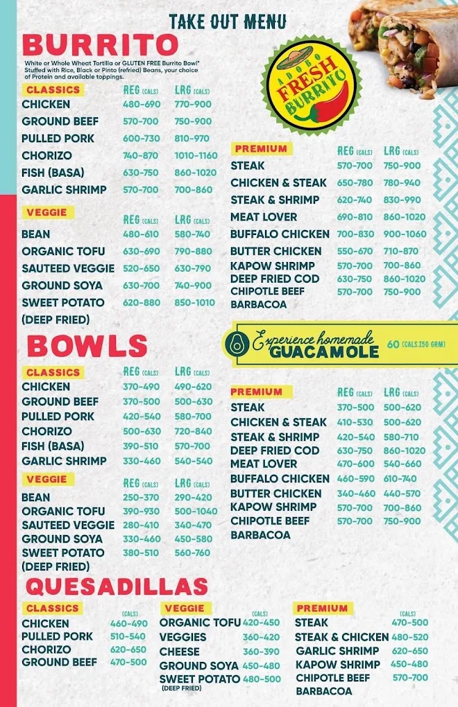 Menu, Fresh Burrito