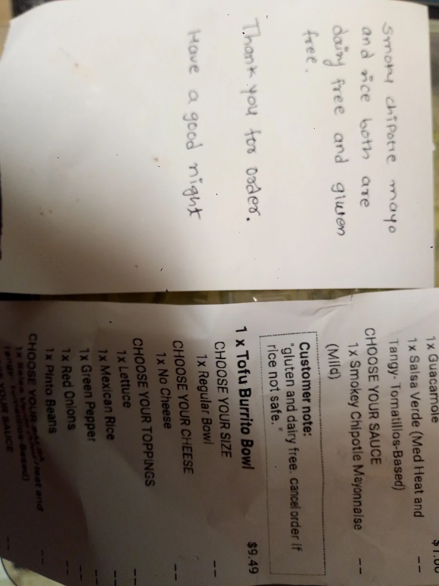 Menu, Fresh Burrito