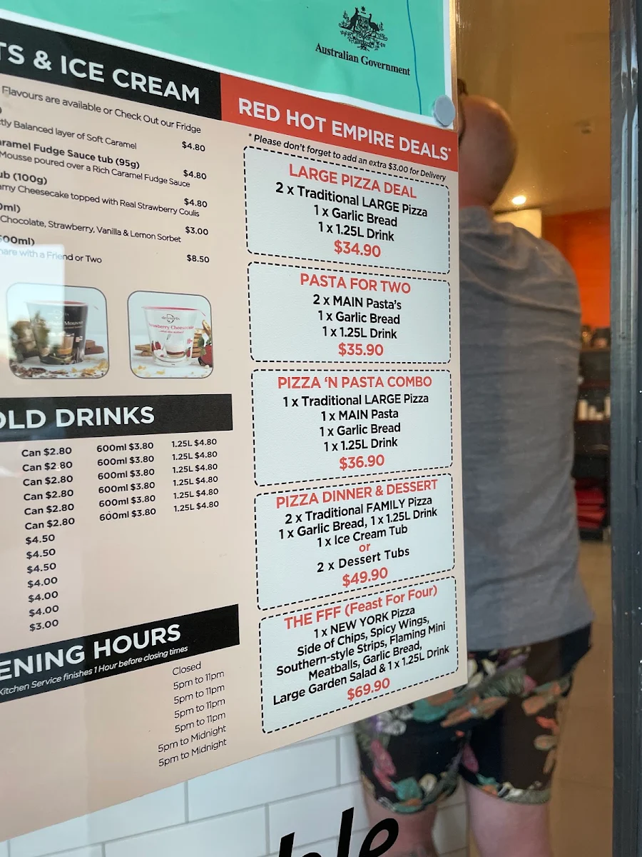 Menu, Empire Pizza House