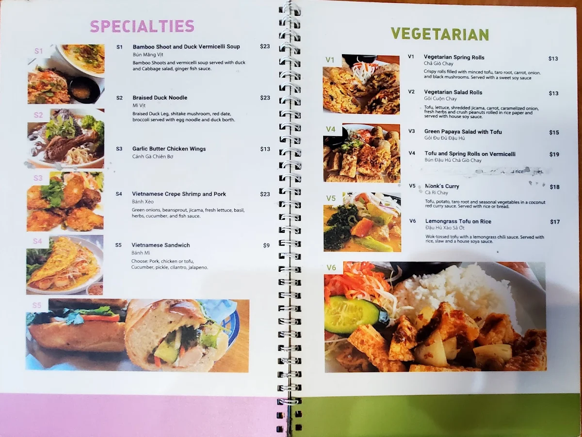Menu, Kingsway Lemongrass