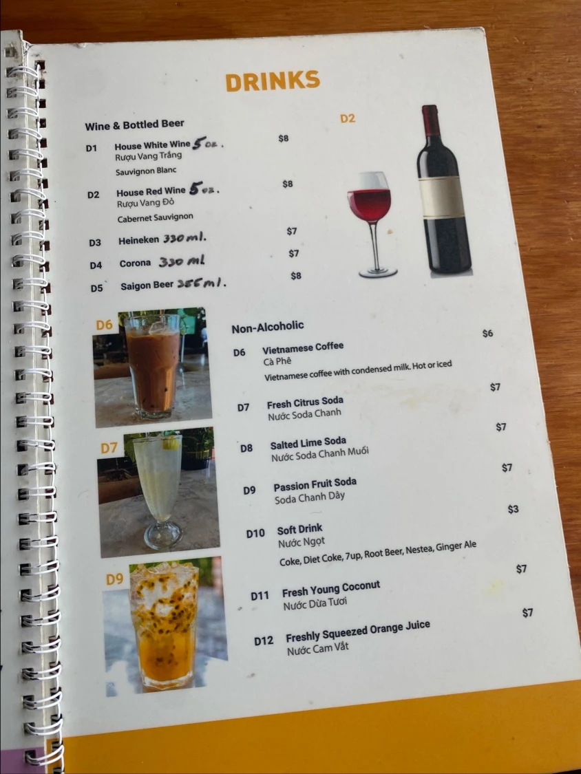 Menu, Kingsway Lemongrass