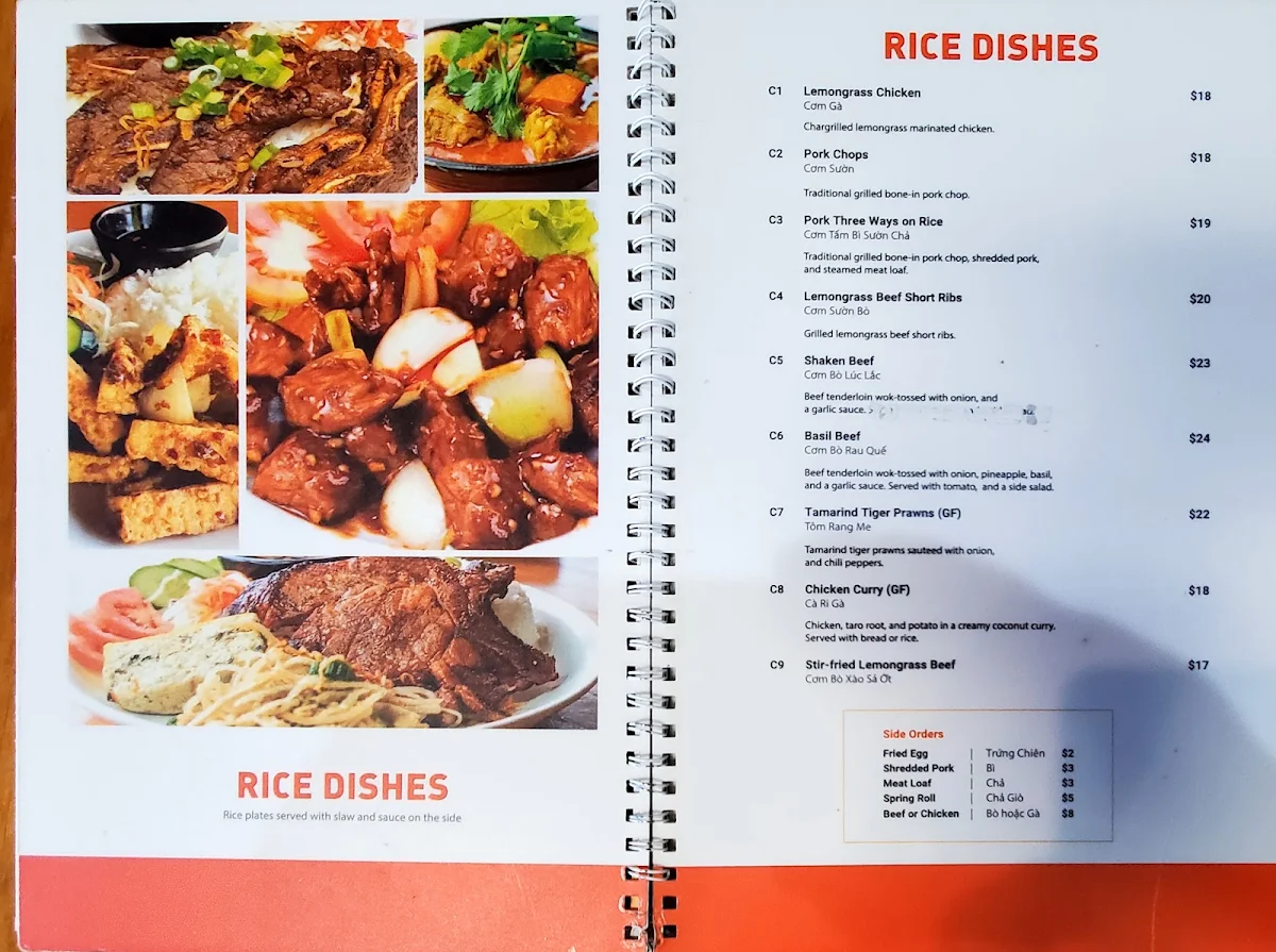 Menu, Kingsway Lemongrass