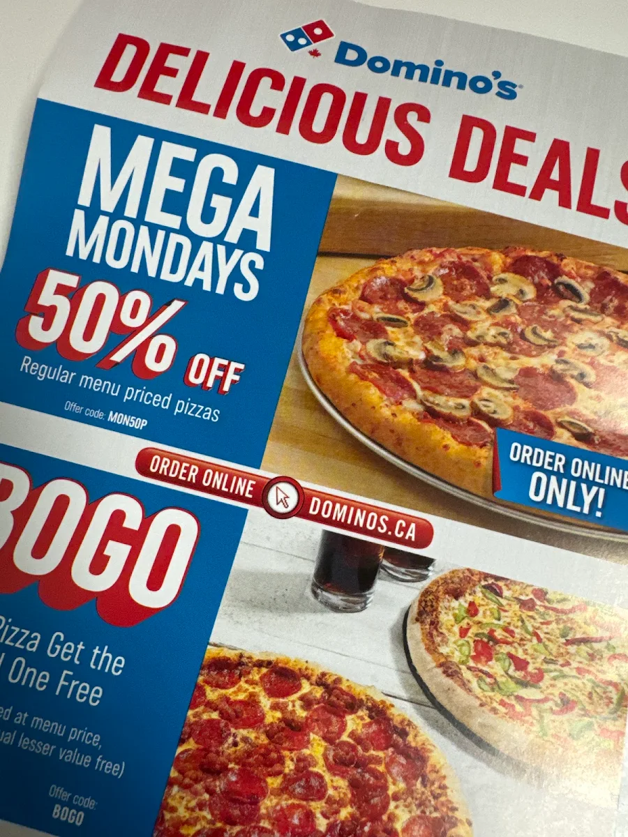 Menu, Domino's Pizza