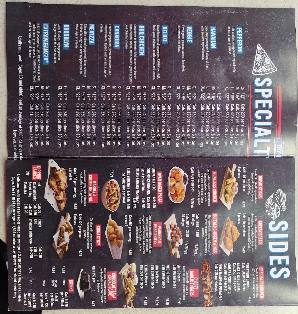 Menu, Domino's Pizza