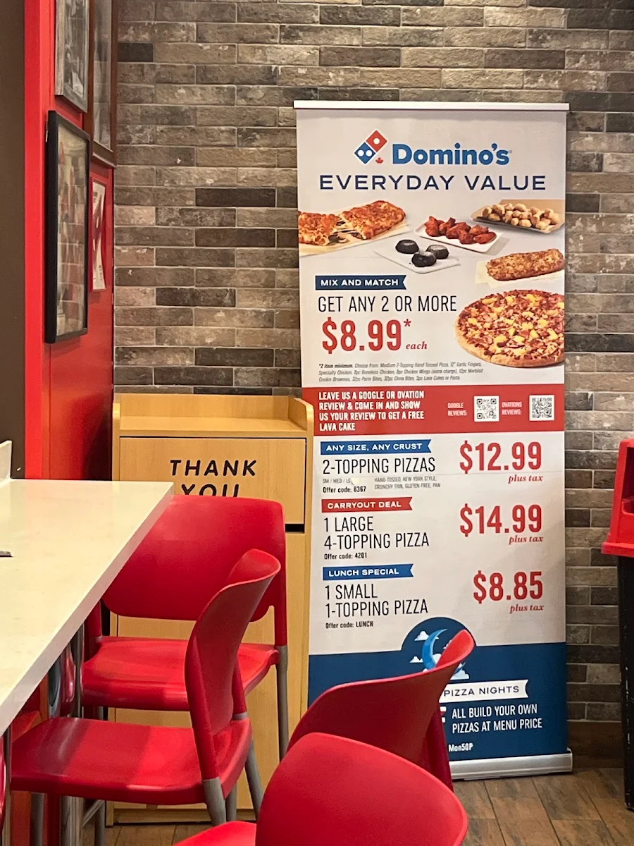Menu, Domino's Pizza