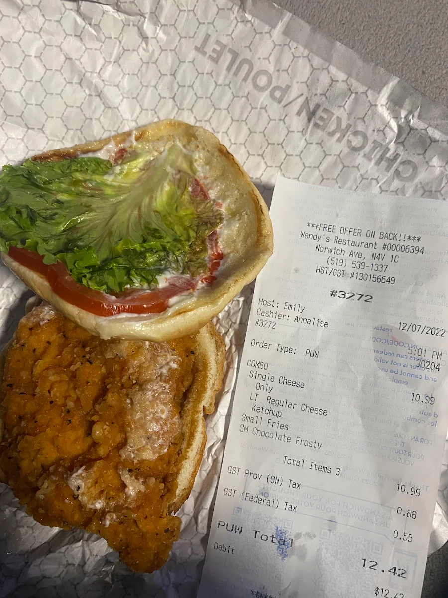 Menu, Wendy's