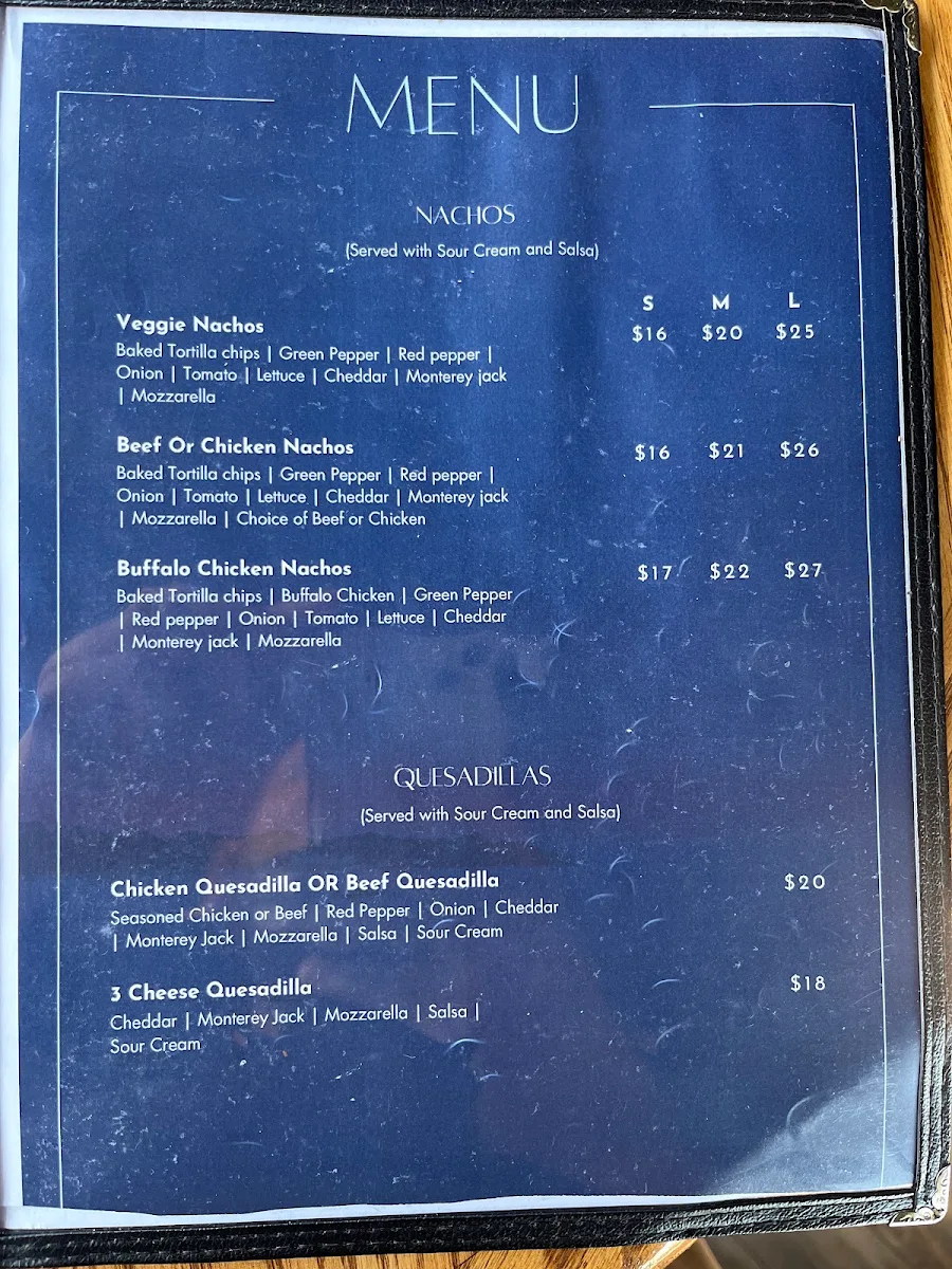 Menu, St Clair Riverview Restaurant
