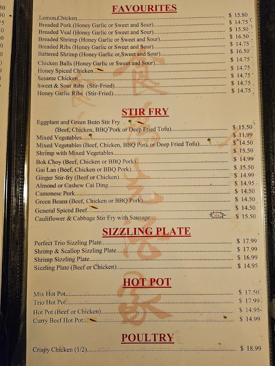 Menu, Diner's Choice