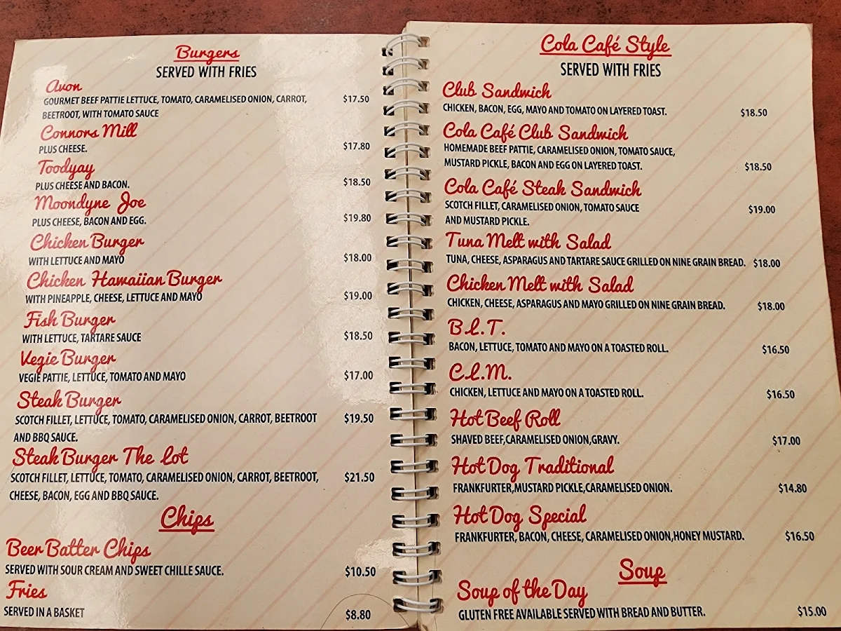 Menu, The Cola Café and Museum