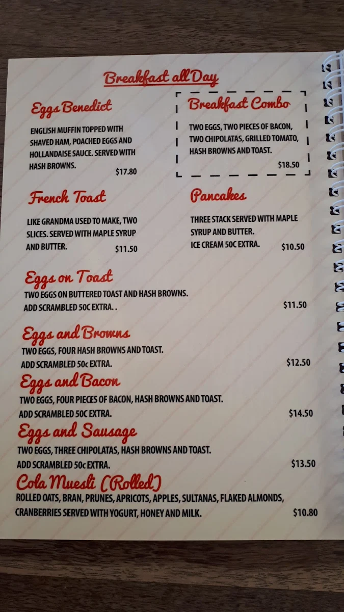 Menu, The Cola Café and Museum