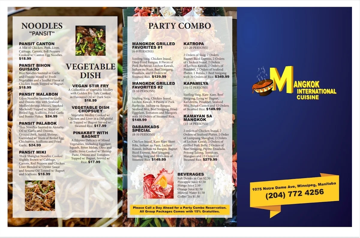 Menu, Mangkok International Cuisine